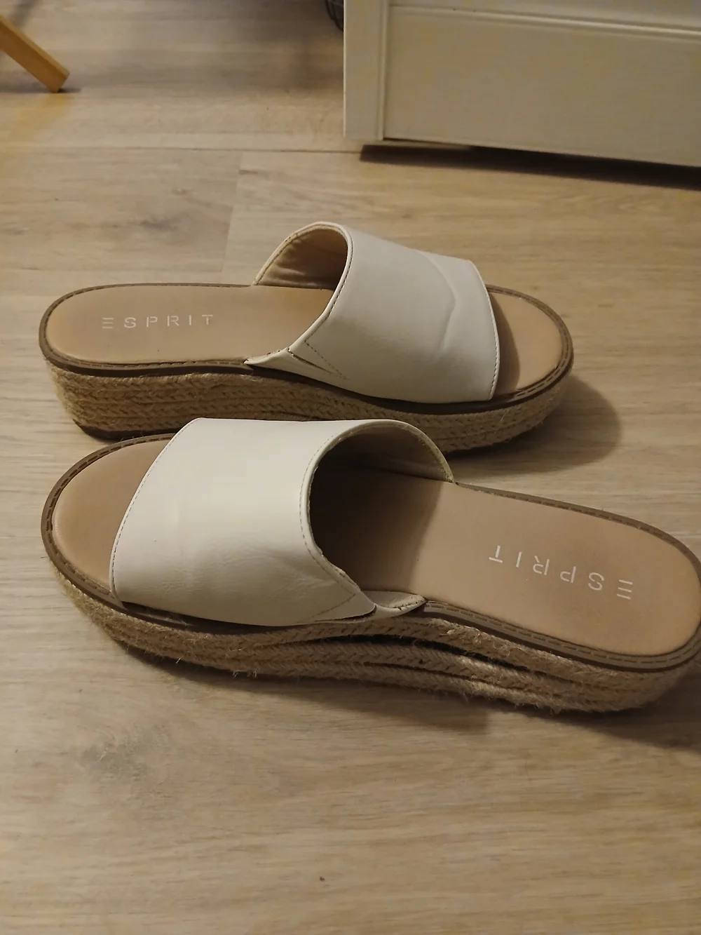Esprit Cream Slide Espadrille Platform Sandals